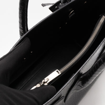 Sac de Jour Small Black Croc Embossed Leather