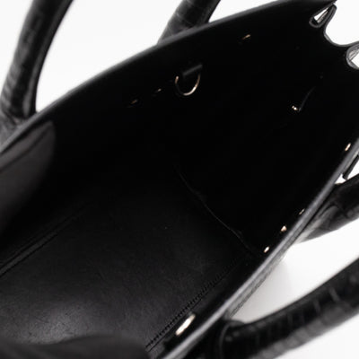 Sac de Jour Small Black Croc Embossed Leather