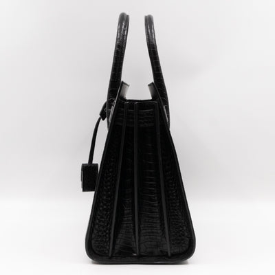 Sac de Jour Small Black Croc Embossed Leather