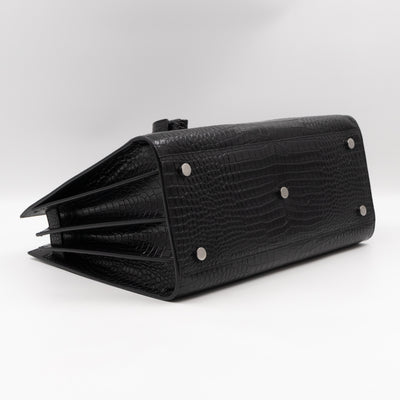 Sac de Jour Small Black Croc Embossed Leather