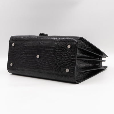 Sac de Jour Small Black Croc Embossed Leather