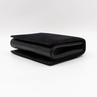 DG Shoulder Bag Lizard Embossed Calfskin Black Velvet
