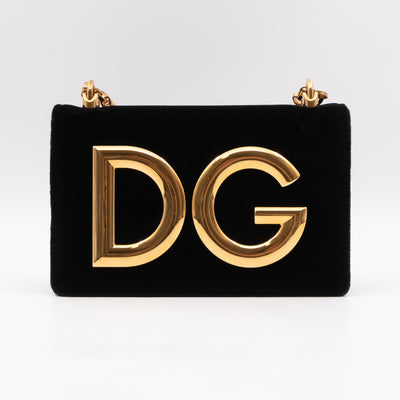 DG Shoulder Bag Lizard Embossed Calfskin Black Velvet