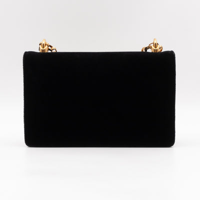 DG Shoulder Bag Lizard Embossed Calfskin Black Velvet