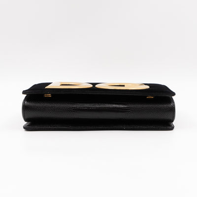 DG Shoulder Bag Lizard Embossed Calfskin Black Velvet
