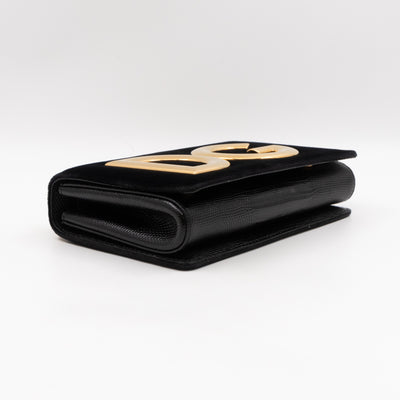 DG Shoulder Bag Lizard Embossed Calfskin Black Velvet