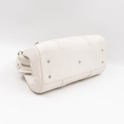 Vintage Flowers Frame Satchel White Grained Calfskin