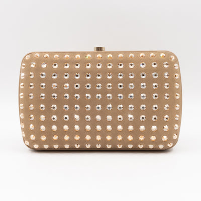 Broadway Khaki Suede Crystal Embellished Clutch