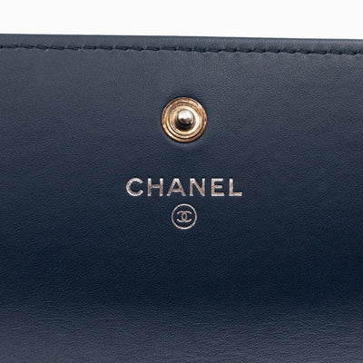 Large Flap Wallet Quilted Navy Patent Leather