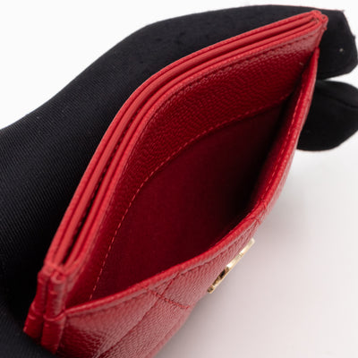 Classic Card Holder Red Caviar Leather
