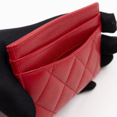 Classic Card Holder Red Caviar Leather