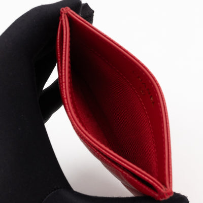 Classic Card Holder Red Caviar Leather