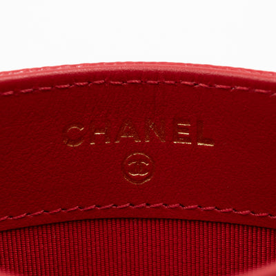 Classic Card Holder Red Caviar Leather
