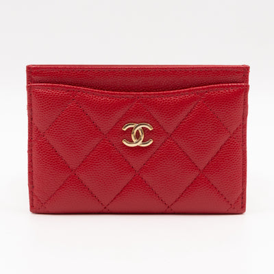 Classic Card Holder Red Caviar Leather