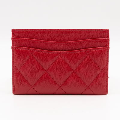 Classic Card Holder Red Caviar Leather
