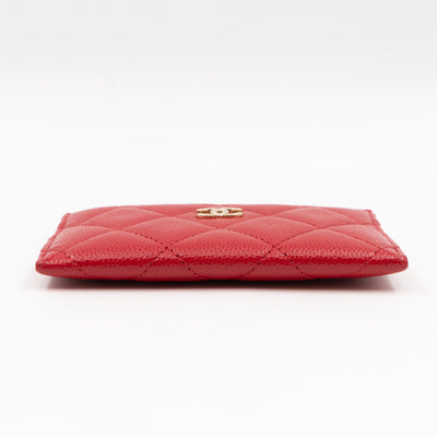 Classic Card Holder Red Caviar Leather