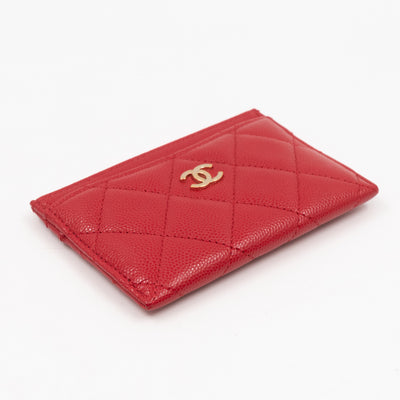 Classic Card Holder Red Caviar Leather