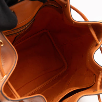 Heritage Petit Drawstring Bucket Bag Visetos Cognac