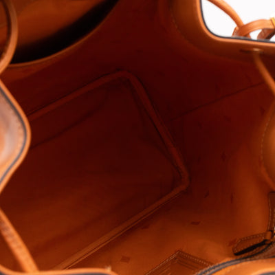Heritage Petit Drawstring Bucket Bag Visetos Cognac