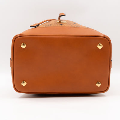 Heritage Petit Drawstring Bucket Bag Visetos Cognac