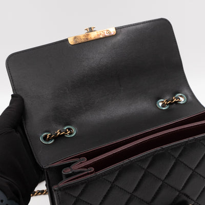 CC Beauty Lock Flap Bag Black Leather