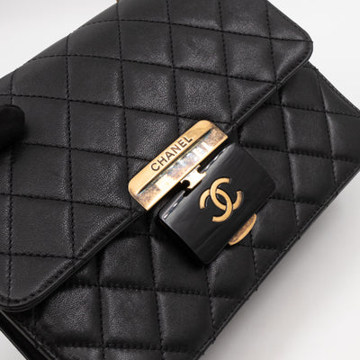 CC Beauty Lock Flap Bag Black Leather