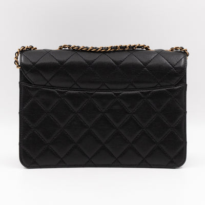CC Beauty Lock Flap Bag Black Leather