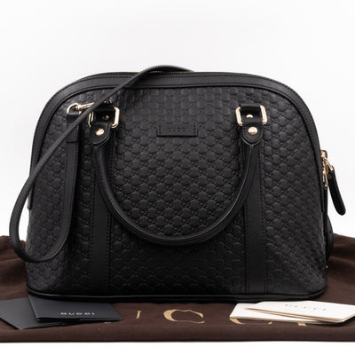 Dome Shoulder Bag Microguccissima Black Leather