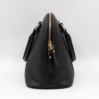 Dome Shoulder Bag Microguccissima Black Leather