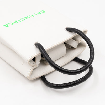 Logo Shopping Phone Holder S Bag White Leather