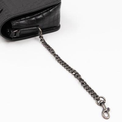Charlotte Messenger Medium Black Croc Embossed