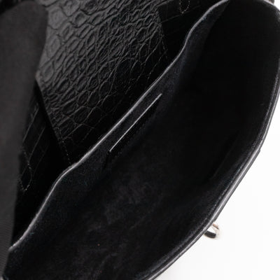 Charlotte Messenger Medium Black Croc Embossed