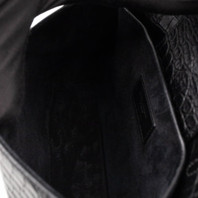 Charlotte Messenger Medium Black Croc Embossed