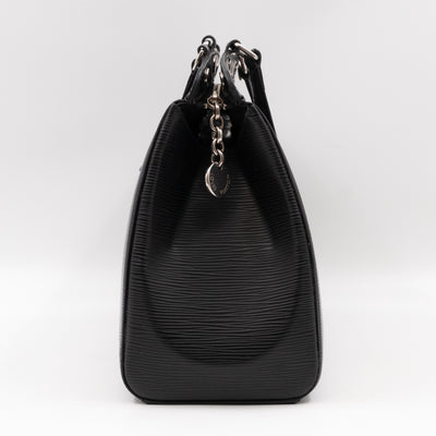 Brea MM Black Epi Leather with Rouge Silver Charm
