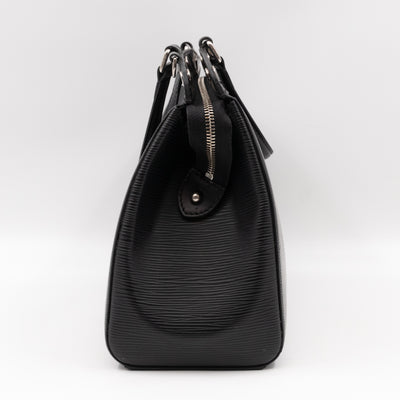 Brea MM Black Epi Leather with Rouge Silver Charm