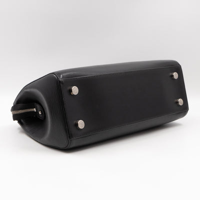 Brea MM Black Epi Leather with Rouge Silver Charm
