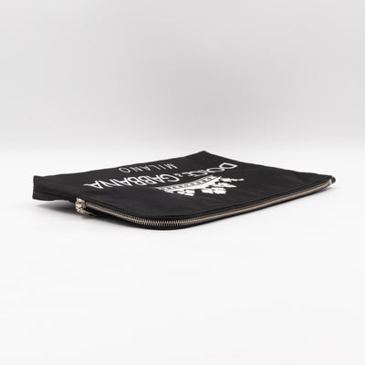 Street Style Logo Black Nylon Pouch