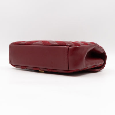 College Medium Chevron Quilted Red Suede Leather