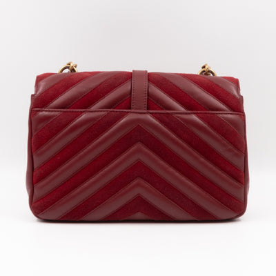 College Medium Chevron Quilted Red Suede Leather