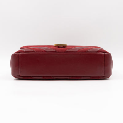 College Medium Chevron Quilted Red Suede Leather