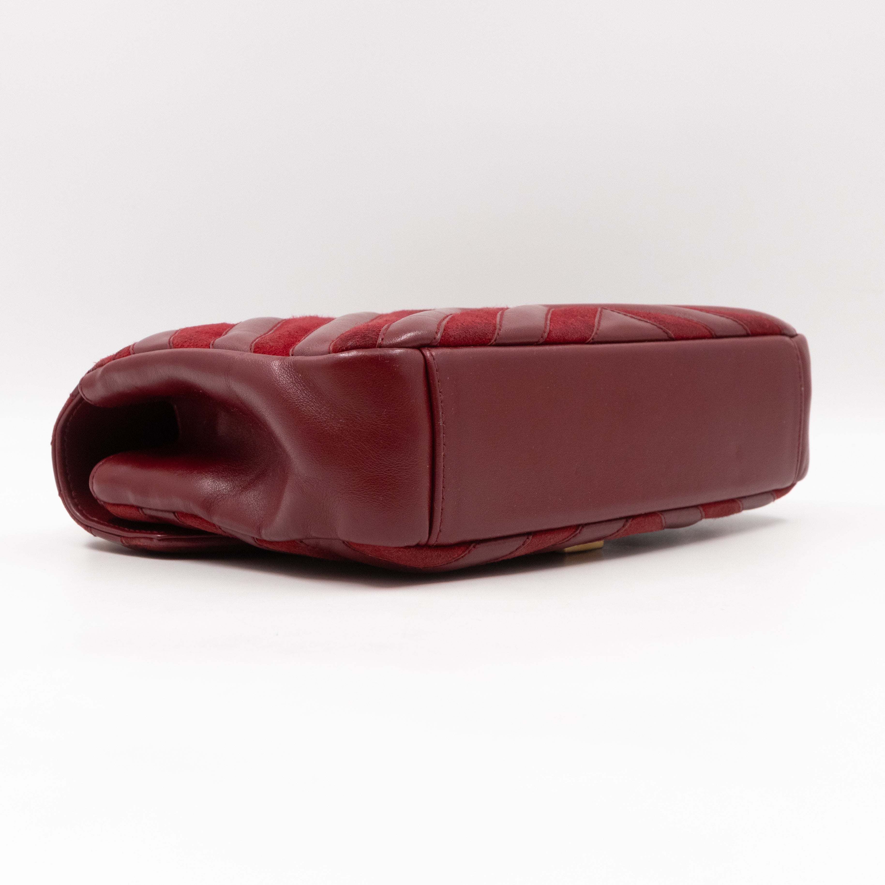 College Medium Chevron Quilted Red Suede Leather