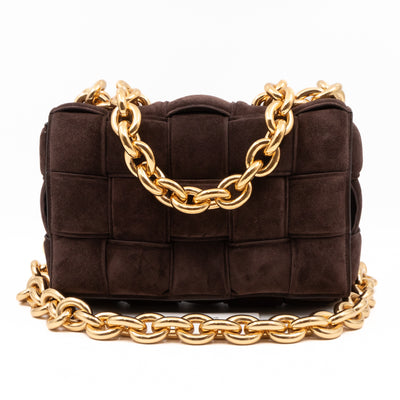 Chain Cassette Bag Brown Suede & Gold