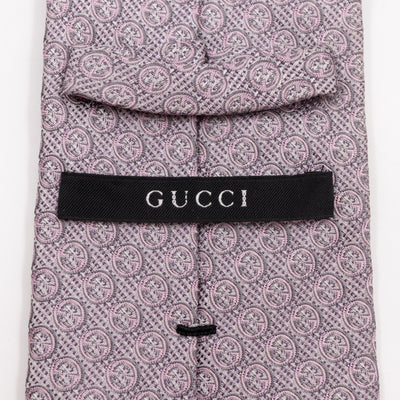 Silk Jacquard Tie Grey & Pink