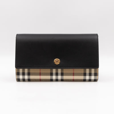 Crossbody Wallet Bag Check & Black Leather