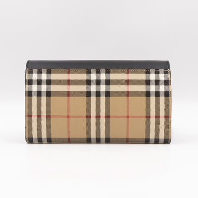 Crossbody Wallet Bag Check & Black Leather