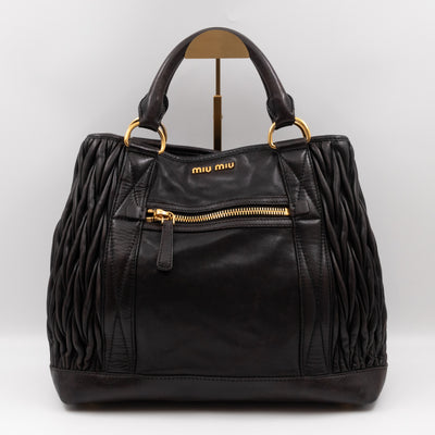 Matelasse Tote Bag Black Nappa Leather