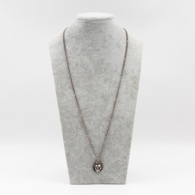 Lion Head Necklace Aged Palladium