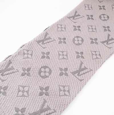 Logomania Wool Silk Scarf Pearl Grey