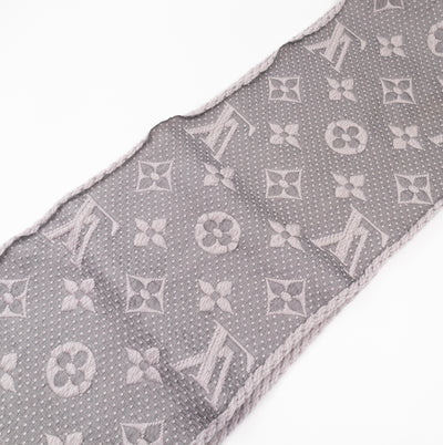 Logomania Wool Silk Scarf Pearl Grey