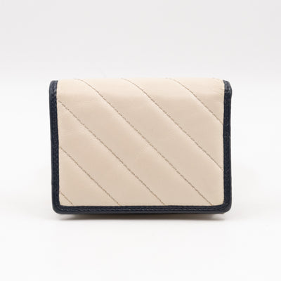 GG Marmont Card Case Wallet White & Dark Blue Leather